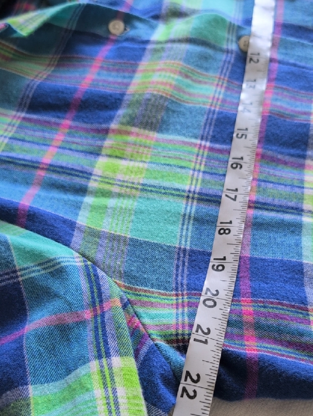 Lauren Ralph Lauren Blue Green Plaid Button-Up Nightgown - Picture 7 of 13